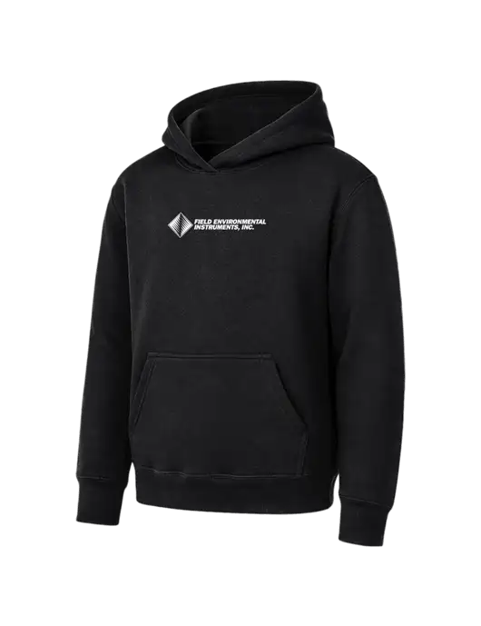 Youth Black 7.8 oz Pullover Hooded Sweatshirt w/Field Environmental Logo