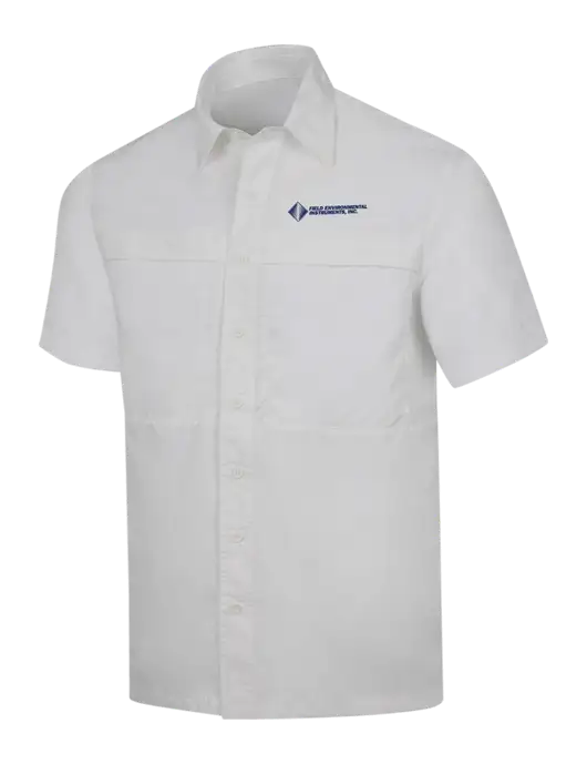 White Short Sleeve UV Daybreak Shirt w/Field Environmental Logo