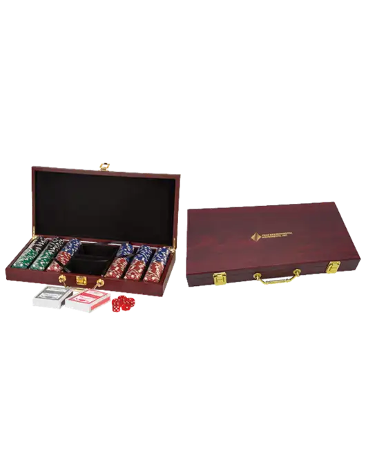 Rosewood Poker Set, 300 Chips w/Field Environmental Logo