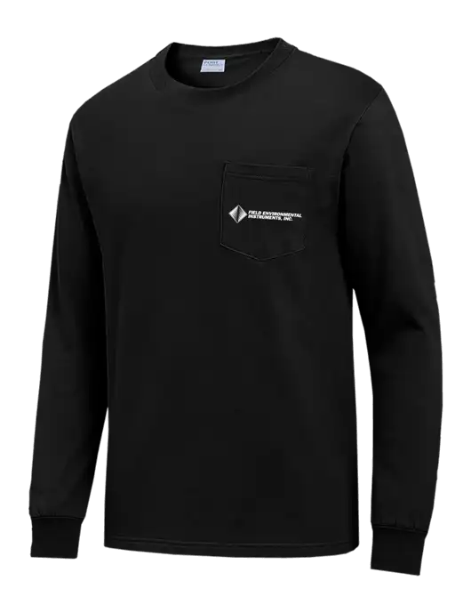 Black Long Sleeve Heavyweight 6.1 oz Pocket T-Shirt w/Field Environmental Logo