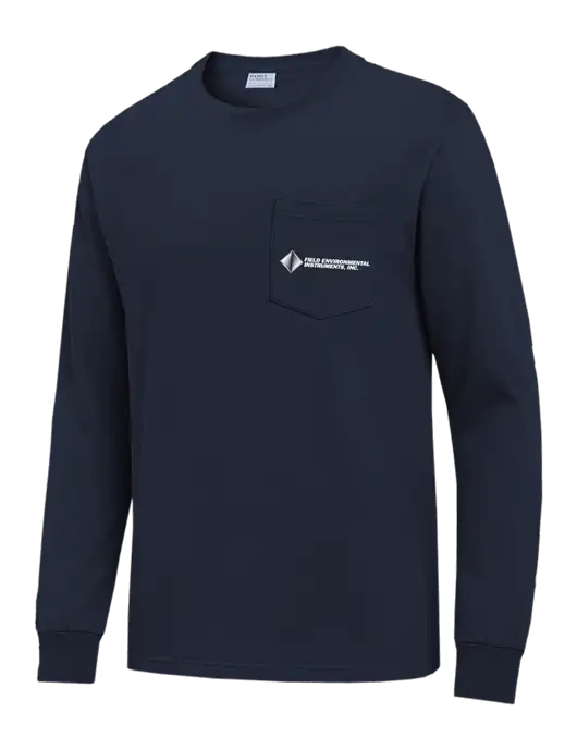 Navy Long Sleeve Heavyweight 6.1 oz Pocket T-Shirt w/Field Environmental Logo
