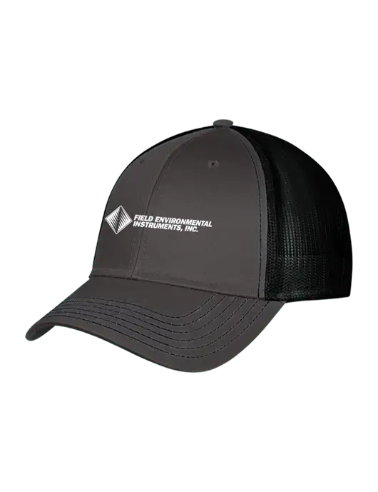 Charcoal & Black Mesh Trucker Cap Snap Back w/Field Environmental Logo