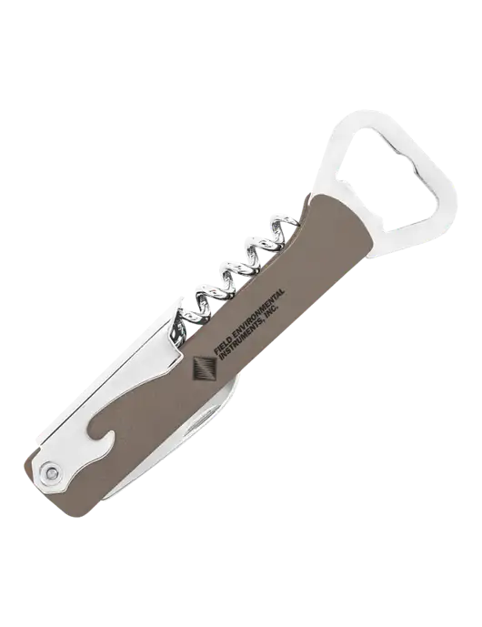 Grey Leatherette Wine Bottle Opener w/Field Environmental Logo