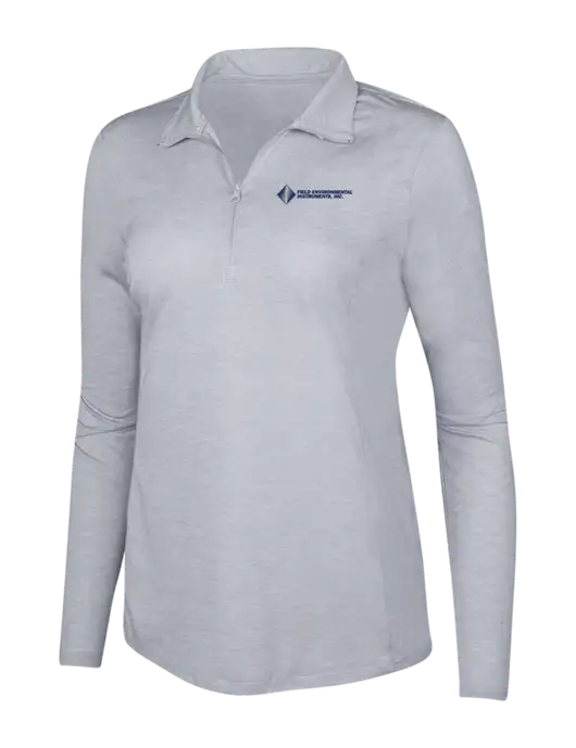 Light Grey Heather Womens Posicharge Tri-Blend Wicking 1/4 Zip Pullover w/Field Environmental Logo