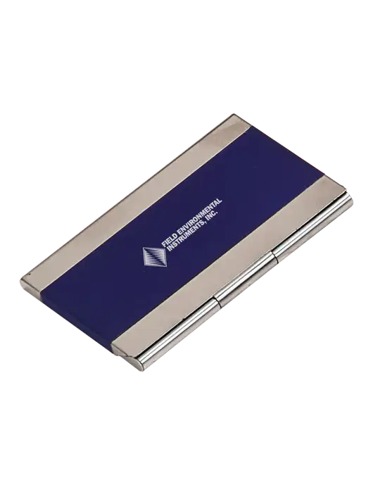 Blue 3.75 x 2.5 Business Card Holder w/Field Environmental Logo