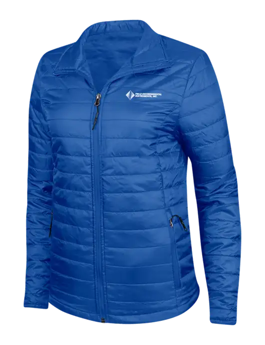 Dark Royal Blue Womens Puffy Packable Jacket w/Field Environmental Logo
