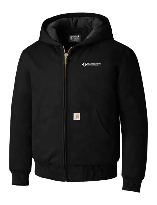 Carhartt Black Quilted-Flannel-Lined Duck Active Jacket w/Field Environmental Logo