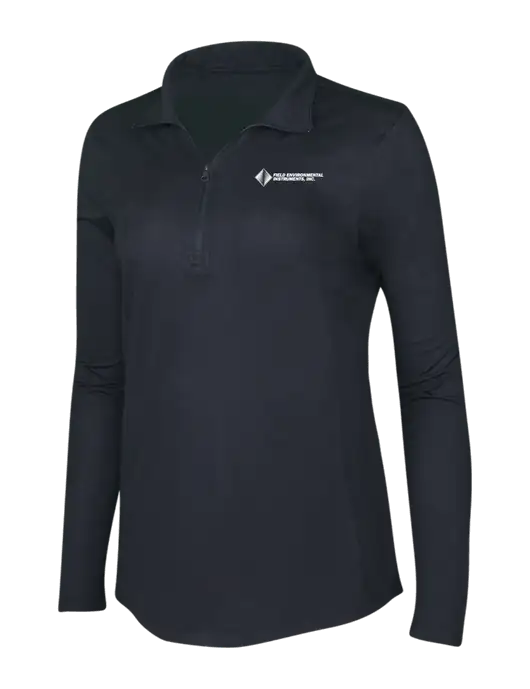 Black Triad Solid Womens Posicharge Tri-Blend Wicking 1/4 Zip Pullover w/Field Environmental Logo