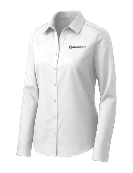 Brooks Brothers Womens White Wrinkle-Free Stretch Pinpoint Shirt w/Field Environmental Logo