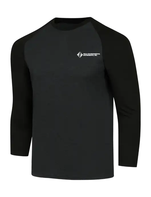 Simply Soft 3/4 Sleeve Black/Black Frost Ring Spun Cotton T-Shirt w/Field Environmental Logo