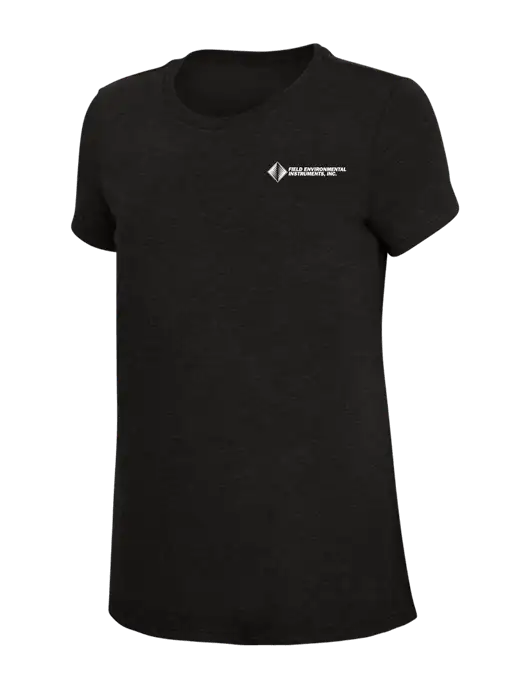 Womens Simply Soft Black 4.5oz Poly/Combed Ring Spun Cotton T-Shirt w/Field Environmental Logo