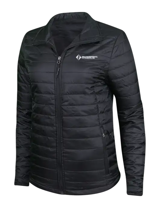 Womens Black Puffy Packable Jacket w/Field Environmental Logo