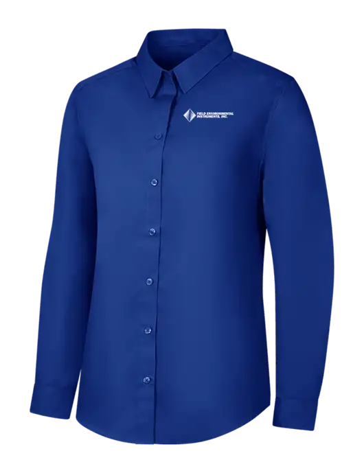 Womens Royal Long Sleeve Carefree Poplin Shirt w/Field Environmental Logo