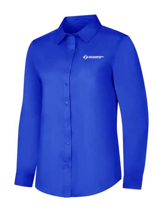 Womens Long Sleeve Dark Royal Superpro React Twill Shirt w/Field Environmental Logo