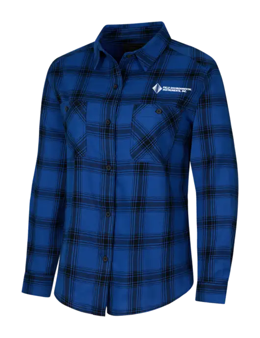 Womens Royal/Black Plaid Flannel Shirt w/Field Environmental Logo