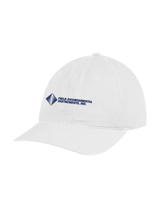 Garment Washed Unstructured Twill White Cap w/Field Environmental Logo