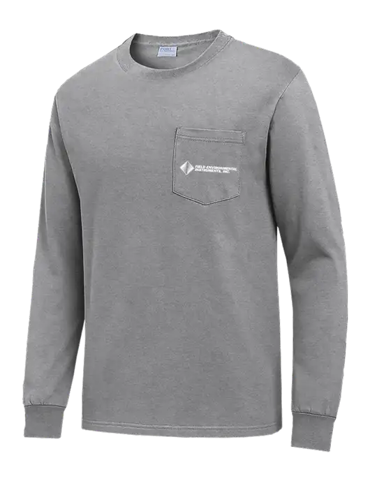 Medium Grey Heather Long Sleeve Heavyweight 6.1 oz Pocket T-Shirt w/Field Environmental Logo