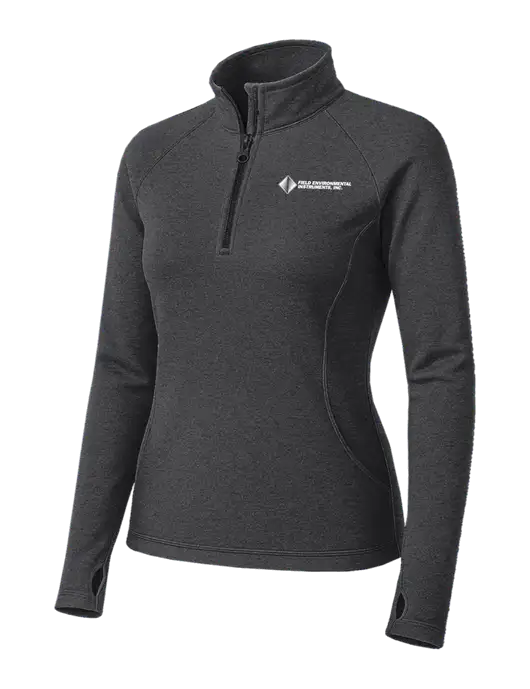 Dark Grey Heather Womens Sport Wick Stretch 1/4 Zip Pullover w/Field Environmental Logo