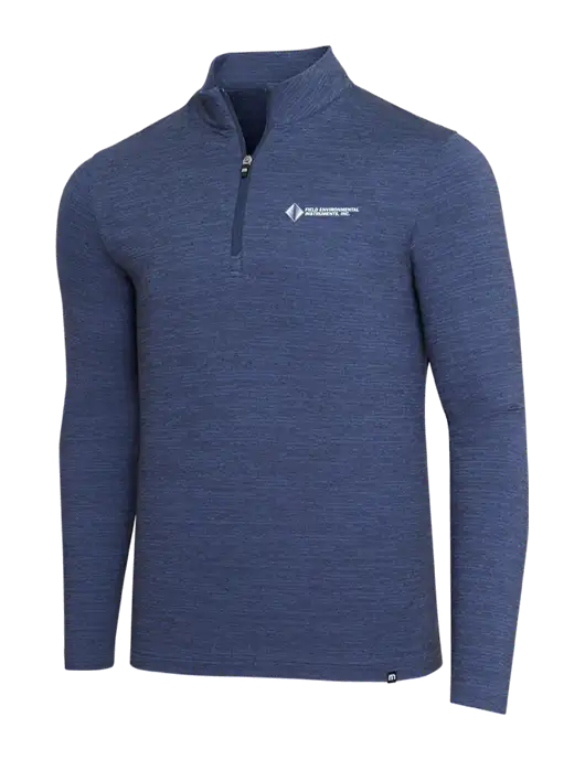 TravisMathew Navy Heather Crestview 1/4 Zip w/Field Environmental Logo