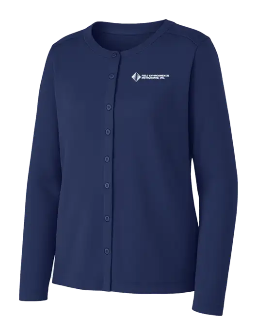 Dress Blue Navy Womens Concept Stretch Button-Front Cardigan Sweater w/Field Environmental Logo