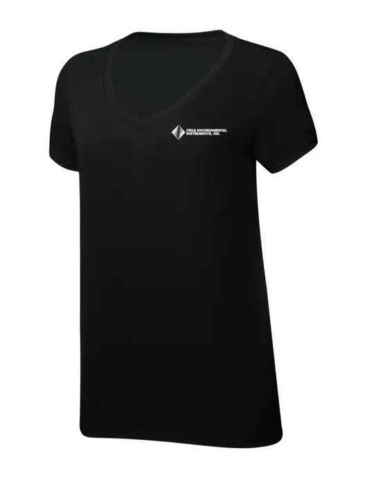 Womens Simply Soft V-Neck Black 4.5oz  Poly/Combed Ring Spun Cotton T-Shirt w/Field Environmental Logo