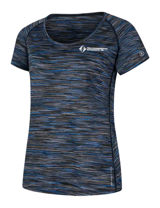 OGIO Womens Black/Royal Space Dye Verge Scoop Neck w/Field Environmental Logo