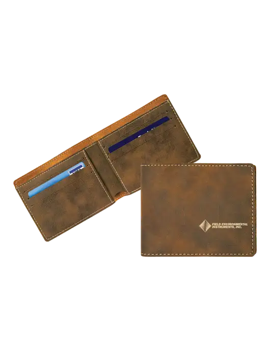 Rustic Leatherette Bifold Wallet w/Field Environmental Logo