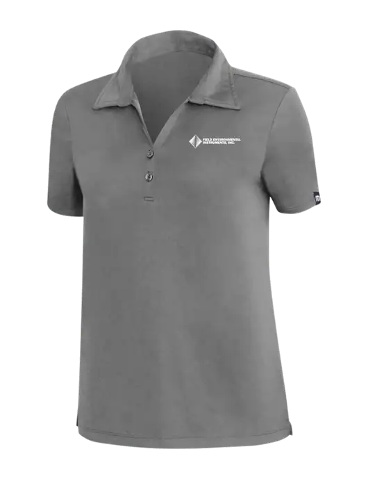 TravisMathew Med Dark Grey Womens Coto Performance Polo w/Field Environmental Logo
