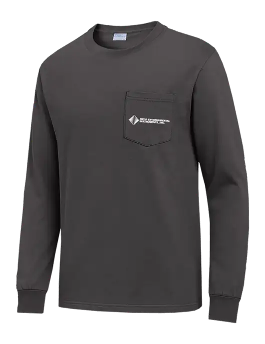 Charcoal Long Sleeve Heavyweight 6.1 oz Pocket T-Shirt w/Field Environmental Logo