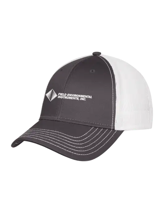 Dark Grey/White Mesh Trucker Cap Snap Back w/Field Environmental Logo