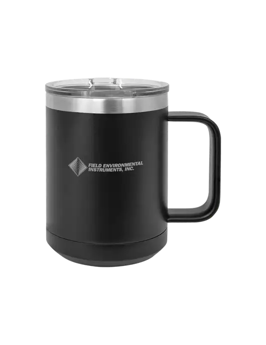 Polar Camel 15 oz Powder Coated Black Vacuum Insulated Mug with Slider Lid w/Field Environmental Logo