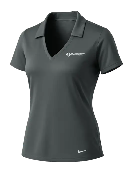 NIKE Dark Grey Womens Dri-Fit Vertical Mesh Polo w/Field Environmental Logo