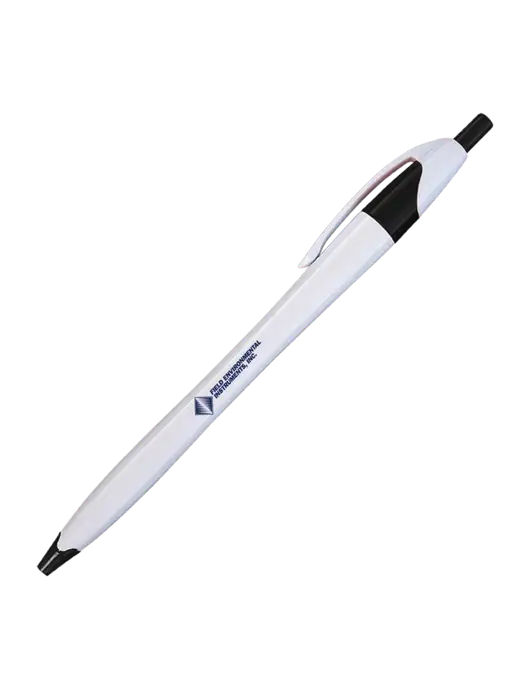 Novella White/Black Classic Pen - Blue Ink w/Field Environmental Logo