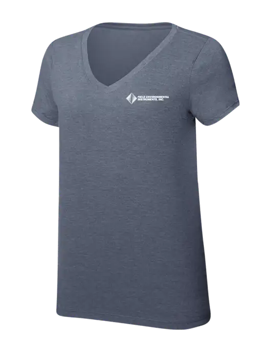 Womens Simply Soft V-Neck Navy Frost 4.5oz  Poly/Combed Ring Spun Cotton T-Shirt w/Field Environmental Logo