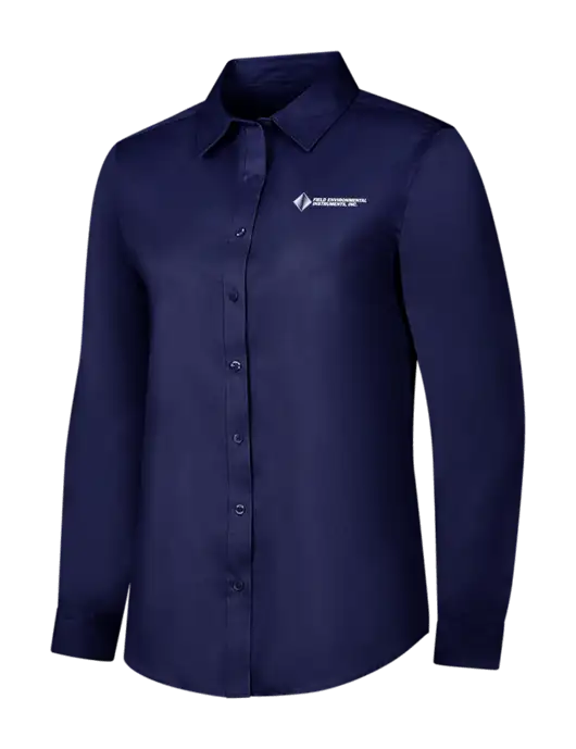 Navy Womens Long Sleeve Superpro React Twill Shirt w/Field Environmental Logo