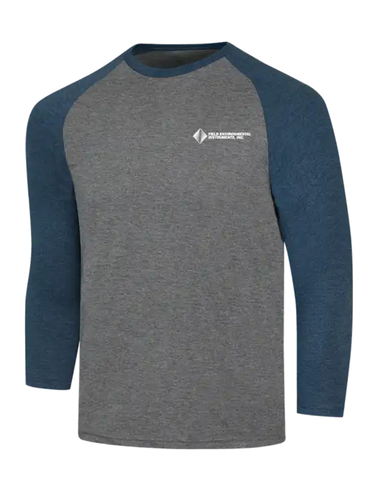 Simply Soft 3/4 Sleeve Navy Frost/Grey Frost Ring Spun Cotton T-Shirt w/Field Environmental Logo