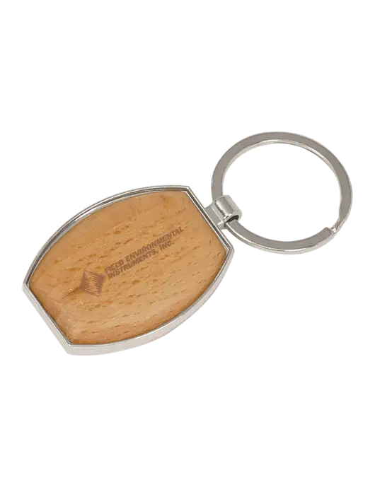 Wood & Silver Oval Keychain w/Field Environmental Logo