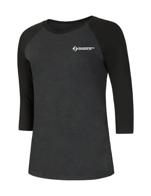 Womens Simply Soft 3/4 Sleeve Black/Black Frost Ring Spun Cotton T-Shirt w/Field Environmental Logo