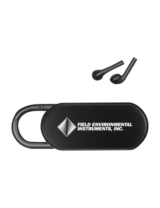 Clip Buddies Black Speaker & Ear Buds w/Field Environmental Logo