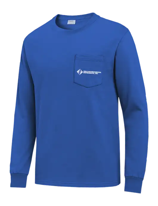 Royal Blue Long Sleeve Heavyweight 6.1 oz Pocket T-Shirt w/Field Environmental Logo