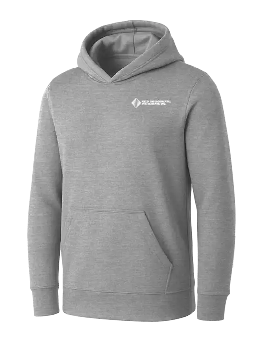 Womens Light Grey Heather Core Fleece Pullover Hooded Sweatshirt w/Field Environmental Logo