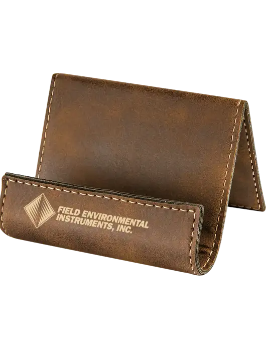 Rustic Leatherette Card & Phone Holder w/Field Environmental Logo