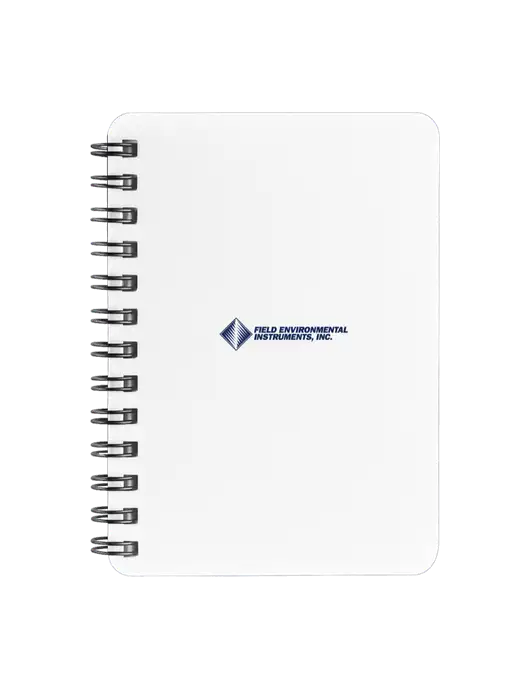 Sturdy White Hardcover Notebook, 5.25 x 7 w/Field Environmental Logo