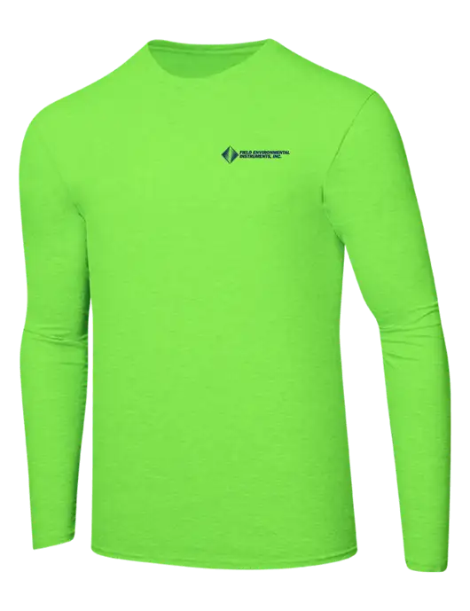 Ring Spun Safety Green 4.5 oz Long Sleeve T-Shirt w/Field Environmental Logo