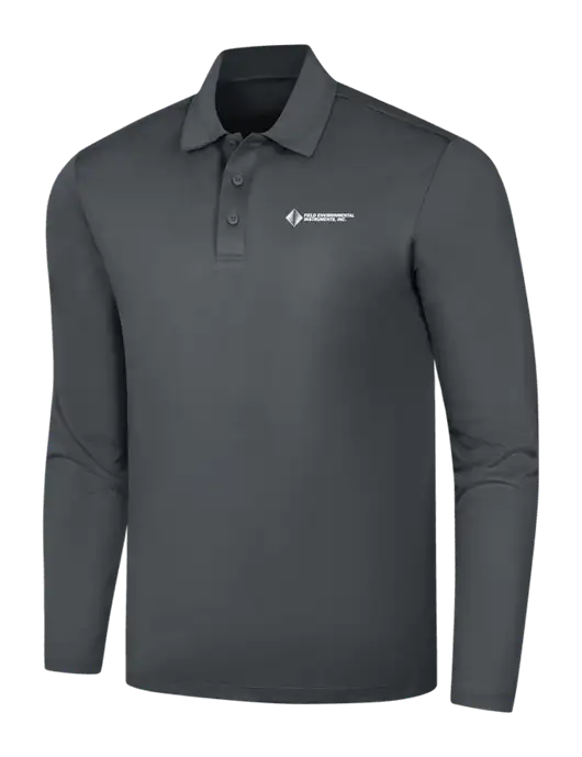 Dark Grey Silk Touch Performance Long Sleeve Polo w/Field Environmental Logo