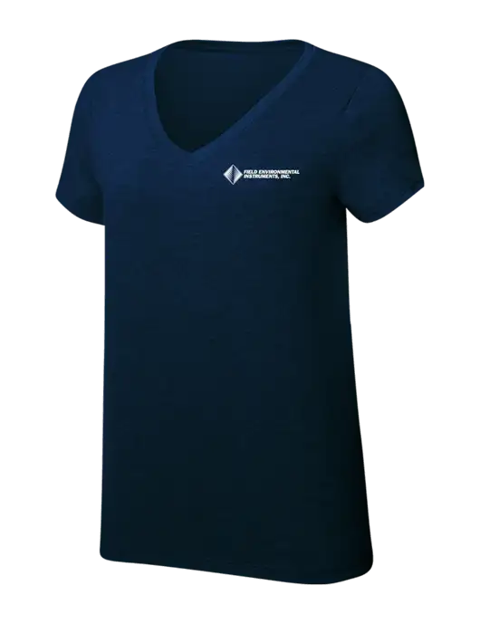 Womens Simply Soft V-Neck New Navy 4.5oz  Poly/Combed Ring Spun Cotton T-Shirt w/Field Environmental Logo