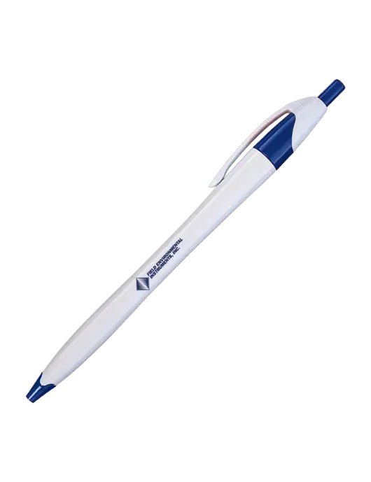 Novella White/Royal Classic Pen - Blue Ink w/Field Environmental Logo