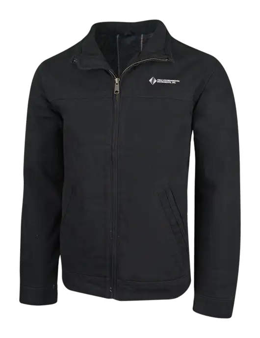 Cornerstone Black Washed Duck Cloth Flannel Lined Work Jacket w/Field Environmental Logo