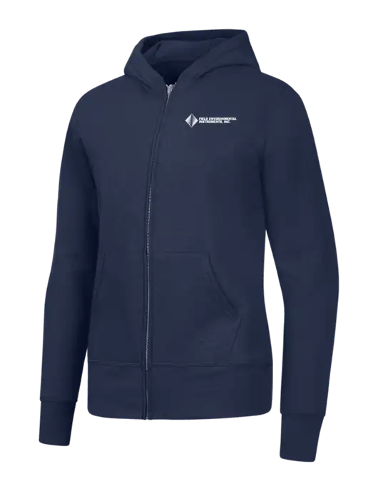 Navy Womens Core Fleece Full-Zip Hooded Sweatshirt w/Field Environmental Logo