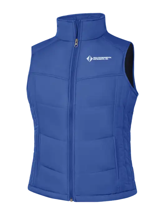 Womens Dark Royal Blue/Black Puffy Vest w/Field Environmental Logo